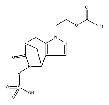 6H-4,7-Methanopyrazolo[3,4-e][1,3]diazepin6-one, 1-[2-[(aminocarbonyl)oxy]ethyl]-1,4,5,8- tetrahydro-5-(sulfooxy)- Structure