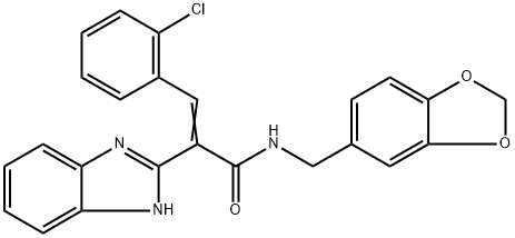 1H-Benzimidazole-2-acetamide, N-(1,3-benzodioxol-5-ylmethyl)-α-[(2-chlorophenyl)methylene]- Structure