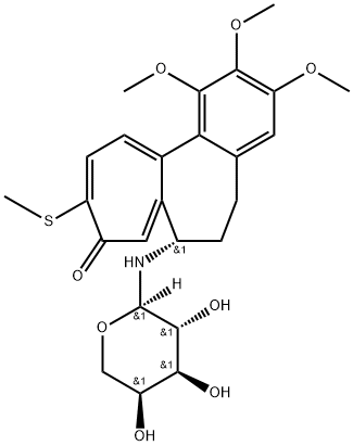 (S)-7-(α-L-Arabinopyranosylamino)-6,7-dihydro-1,2,3-trimethoxy-10-(methylthio)benzo[a]heptalen-9(5H)-one Structure