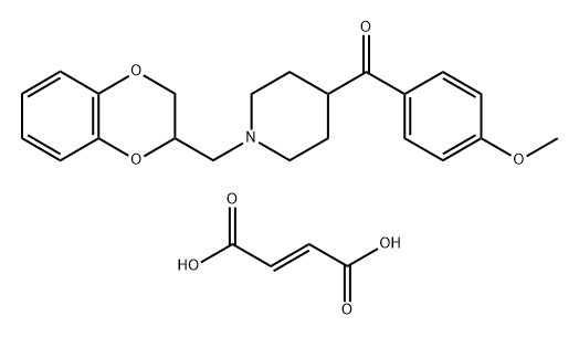 but-2-enedioic acid, [1-(7,10-dioxabicyclo[4.4.0]deca-1,3,5-trien-9-yl methyl)-4-piperidyl]-(4-methoxyphenyl)methanone 구조식 이미지
