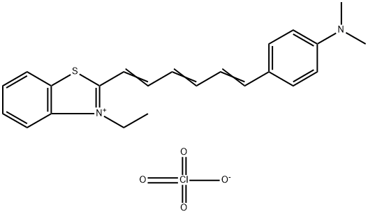 Benzothiazolium, 2-[6-[4-(dimethylamino)phenyl]-1,3,5-hexatrien-1-yl]-3-ethyl-, perchlorate (1:1) Structure