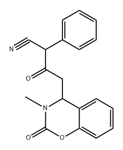 2H-1,3-Benzoxazine-4-acetoacetonitrile, 3,4-dihydro-3-methyl-2-oxo-.alpha.-phenyl- 구조식 이미지