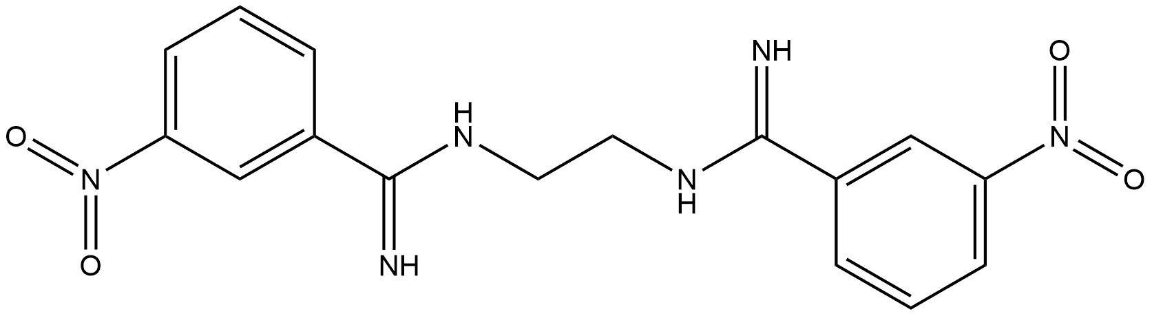 N,N''-ethane-1,2-diylbis(3-nitrobenzenecarboximidamide) 구조식 이미지