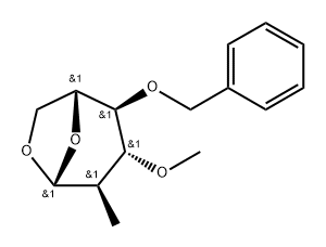 .beta.-D-Glucopyranose, 1,6-anhydro-2-deoxy-2-methyl-3-O-methyl-4-O-(phenylmethyl)- Structure