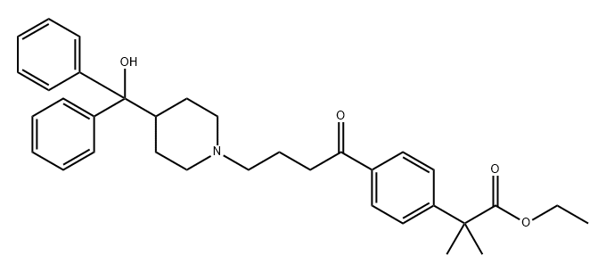 4-[4-[4-(Hydroxydiphenylmethyl)-1-piperidinyl]-1-oxobutyl]-α,α-dimethyl-ethyl ester benzeneacetic acid Structure