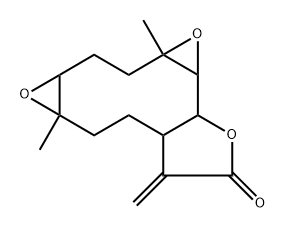 Bisoxireno[5,6:9,10]cyclodeca[1,2-b]furan-3(1bH)-one, decahydro-6a,9a-dimethyl-4-methylene- 구조식 이미지