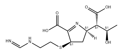 2H-Pyrrole-2-acetic acid, 5-carboxy-3,4-dihydro-α-[(1R)-1-hydroxyethyl]-4-[[2-[(iminomethyl)amino]ethyl]thio]-, (αS,2R,4R)- 구조식 이미지