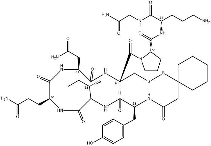 옥시토신,1-(베타-머캅토-베타,베타-사이클로펜타메틸렌프로피온산)-Orn(8)- 구조식 이미지