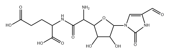 N-[2-[(2R)-5α-(4-Formyl-2,3-dihydro-2-oxo-1H-imidazol-1-yl)tetrahydro-3β,4β-dihydroxyfuran-2α-yl]-L-glycyl]-L-glutamic acid 구조식 이미지