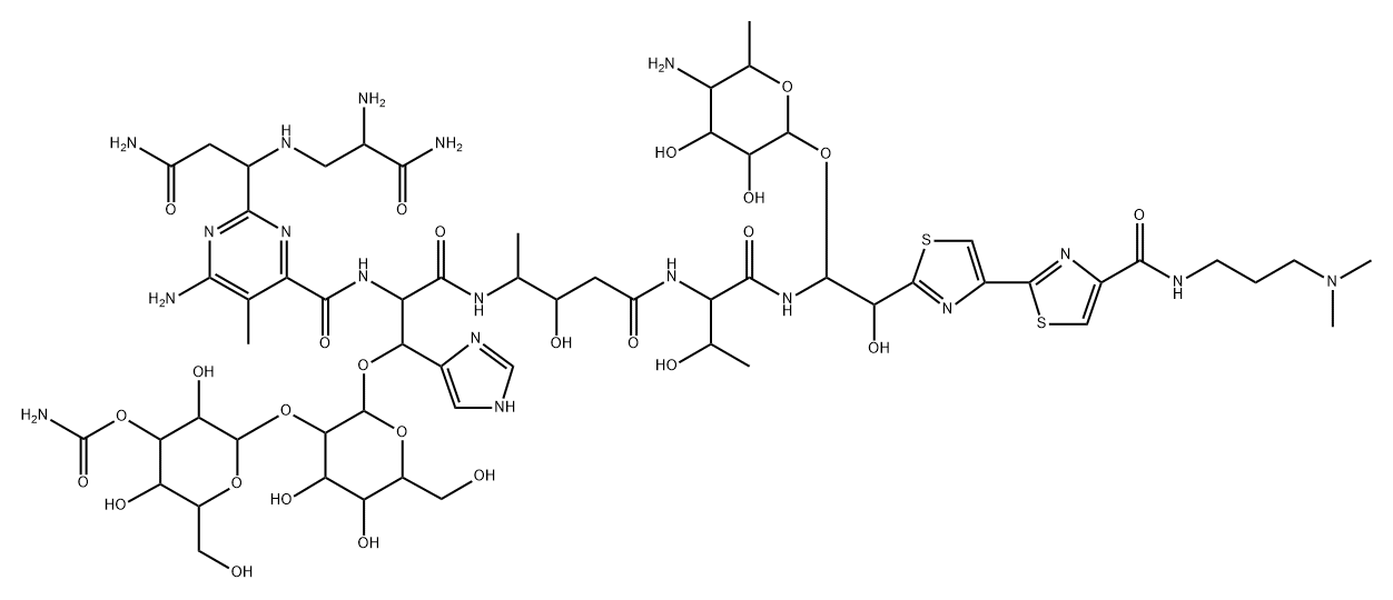 13-[(4-Amino-4,6-dideoxy-α-L-talopyranosyl)oxy]-19-demethyl-N1-[3-(dimethylamino)propyl]-12-hydroxybleomycinamide 구조식 이미지