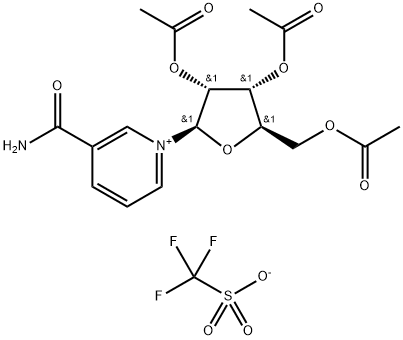 3-(Aminocarbonyl)-1-(2,3,5-tri-O-acetyl-β-D-ribofuranosyl)-pyridinium Triflate Structure