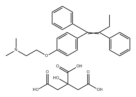 1-((2-(4-(1,2-Diphenylbut-1-en-1-yl)phenoxy)ethyl)dimethyl-lambda4-azanyl)-2-hydroxypropane-1,2,3-tricarboxylic acid Structure