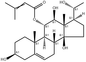 (20R)-Pregn-5-ene-3β,11α,12β,14,20-pentol 11-(3-methyl-2-butenoate) Structure