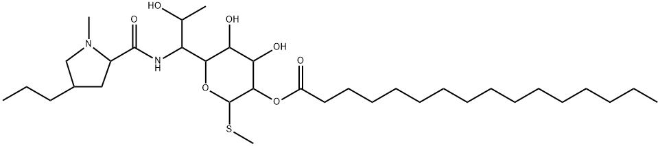 D-erythro-α-D-galacto-Octopyranoside, methyl 6,8-dideoxy-6-[[(1-methyl-4-propyl-2-pyrrolidinyl)carbonyl]amino]-1-thio-, 2-hexadecanoate, (2S-trans)- (9CI) 구조식 이미지