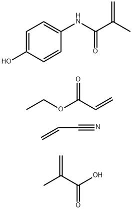 2-프로펜산,2-메틸-,에틸2-프로페노에이트중합체,N-(4-히드록시페닐)-2-메틸-2-프로펜아미드및2-프로펜니트릴 구조식 이미지