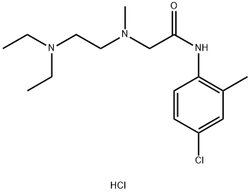 Acetamide, N-(4-chloro-2-methylphenyl)-2-[[2-(diethylamino)ethyl]methylamino]-, hydrochloride (1:2) Structure