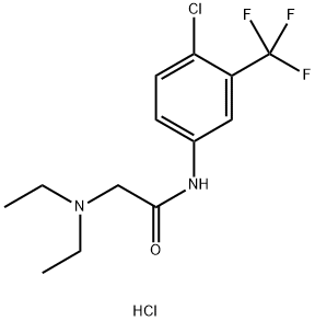 Acetamide, N-[4-chloro-3-(trifluoromethyl)phenyl]-2-(diethylamino)-, hydrochloride (1:1) 구조식 이미지