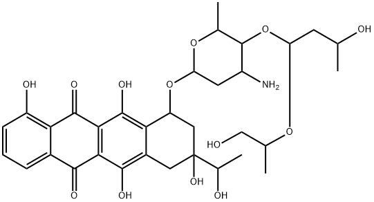 10-[[3-Amino-4-O-[3-hydroxy-1-(2-hydroxy-1-methylethoxy)butyl]-2,3,6-trideoxy-α-L-lyxo-hexopyranosyl]oxy]-7,8,9,10-tetrahydro-1,6,8,11-tetrahydroxy-8-(1-hydroxyethyl)-5,12-naphthacenedione Structure