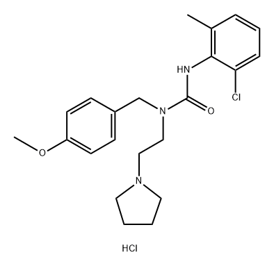 Urea, N'-(2-chloro-6-methylphenyl)-N-[(4-methoxyphenyl)methyl]-N-[2-(1-pyrrolidinyl)ethyl]-, hydrochloride (1:1) Structure