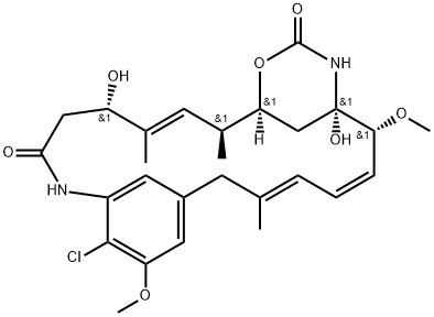 Maytansine, O3-de2-(acetylmethylamino)-1-oxopropyl-4,5-deepoxy-4,5-didehydro-22-demethyl- 구조식 이미지