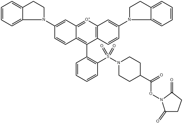 Xanthylium, 3,6-bis(2,3-dihydro-1H-indol-1-yl)-9-[2-[[4-[[(2,5-dioxo-1-pyrrolidinyl)oxy]carbonyl]-1-piperidinyl]sulfonyl]phenyl]- Structure