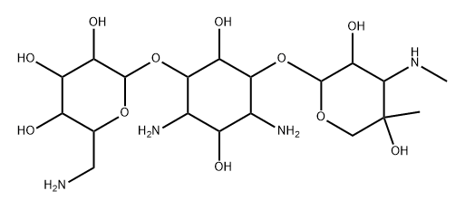 D-Streptamine, O-6-amino-6-deoxy-α-D-glucopyranosyl-(1→4)-O-[3-deoxy-4-C-methyl-3-(methylamino)-β-L-arabinopyranosyl-(1→6)]- 구조식 이미지