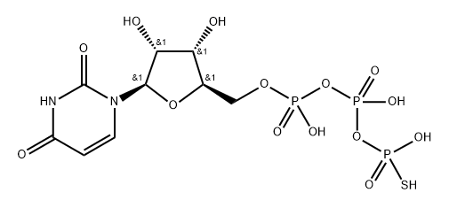 Uridine 5'-(trihydrogen diphosphate), P'-anhydride with phosphorothioic acid 구조식 이미지