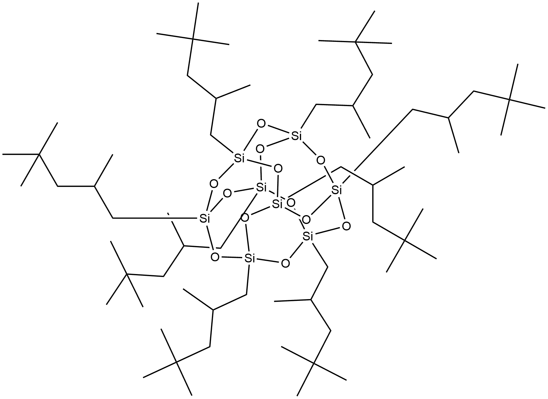 Pentacyclo[9.5.1.13,9.15,15.17,13]octasiloxane, 1,3,5,7,9,11,13,15-octakis(2,4,4-trimethylpentyl)- Structure