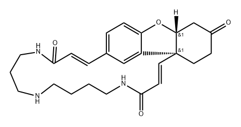 17,19-Etheno-22H-benzofuro[3a,3-n][1,5,10]triazacycloeicosine-3,14,22-trione, 4,5,6,7,8,9,10,11,12,13,20a,21,23,24-tetradecahydro-, (1E,15E,20aR,24aS)-rel- Structure