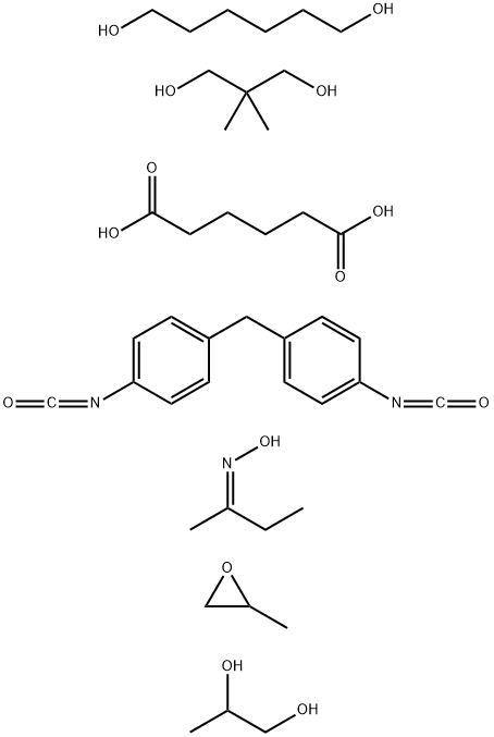 Hexanedioic acid, polymer with 2,2-dimethyl-1,3-propanediol, 1,6-hexanediol, 1,1-methylenebis4-isocyanatobenzene, methyloxirane and 1,2-propanediol, Me Et ketone oxime-blocked Structure
