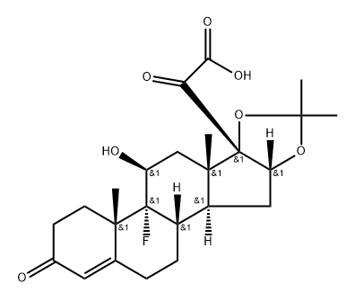 Pregn-4-en-21-oic acid, 9-fluoro-11-hydroxy-16,17-[(1-methylethylidene)bis(oxy)]-3,20-dioxo-, (11β,16α)- (9CI) 구조식 이미지