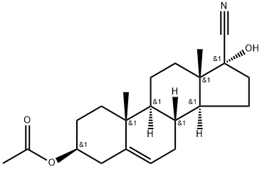 Androst-5-ene-17-carbonitrile, 3-(acetyloxy)-17-hydroxy-, (3β,17α)- (9CI) 구조식 이미지