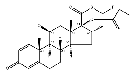 Androsta-1,4-diene-17-carbothioic acid, 9-fluoro-11-hydroxy-16-methyl-3-oxo-17-(1-oxopropoxy)-, S-(fluoromethyl) ester, (11β,16α,17α)- (9CI) Structure