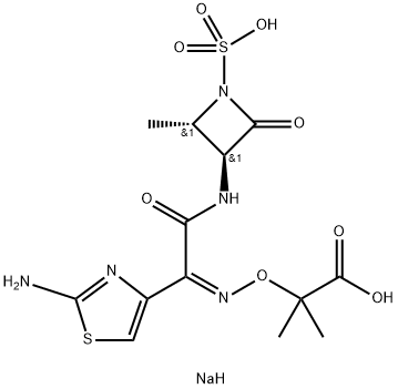 Propanoic acid, 2-[[(Z)-[1-(2-amino-4-thiazolyl)-2-[[(2S,3S)-2-methyl-4-oxo-1-sulfo-3-azetidinyl]amino]-2-oxoethylidene]amino]oxy]-2-methyl-, disodium salt (9CI) Structure