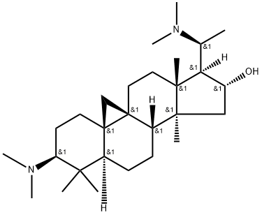 (20S)-4,4,14-Trimethyl-3β,20-bis(dimethylamino)-9β,19-cyclo-5α-pregnan-16α-ol 구조식 이미지