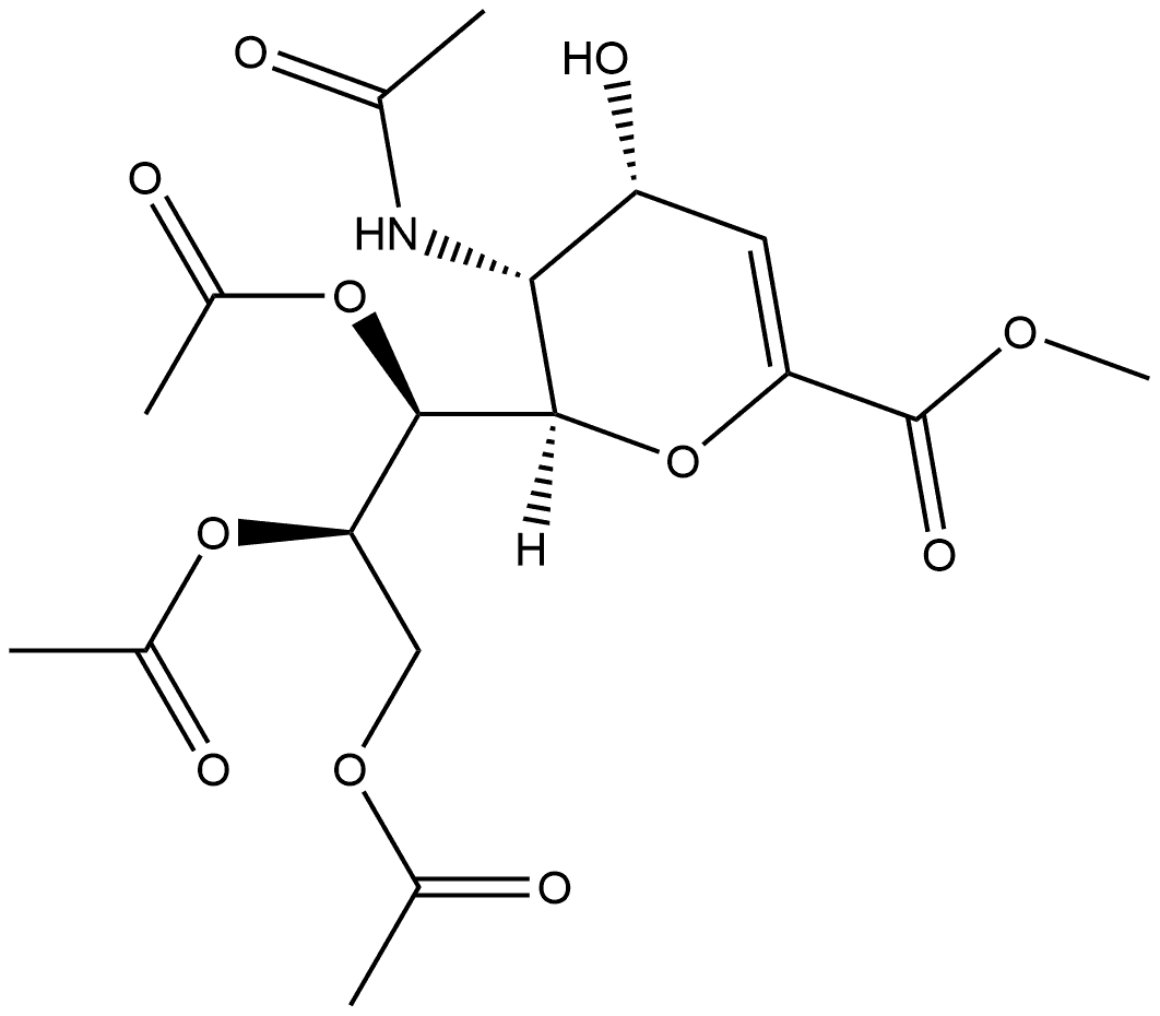 D-glycero-D-talo-Non-2-enonic acid, 5-(acetylamino)-2,6-anhydro-3,5-dideoxy-, methyl ester, 7,8,9-triacetate Structure