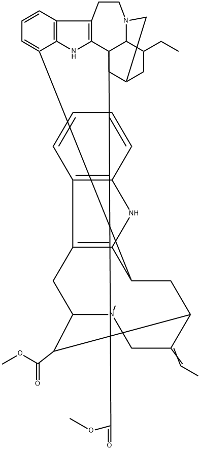 Ibogamine-18-carboxylic acid, 14-((3alpha)-17-methoxy-17-oxovobasan-3- yl)-, methyl ester Structure