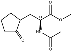 Cyclopentanepropanoic acid, α-(acetylamino)-2-oxo-, methyl ester, (αS)- Structure