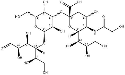D-Glucose, O-[N-(2-hydroxyacetyl)-α-neuraminosyl]-(2→3)-O-β-D-galactopyranosyl-(1→4)- Structure