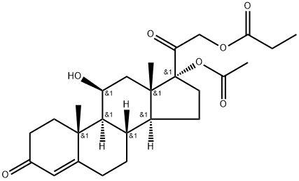 Pregn-4-ene-3,20-dione, 17-(acetyloxy)-11-hydroxy-21-(1-oxopropoxy)-, (11β)- (9CI) 구조식 이미지