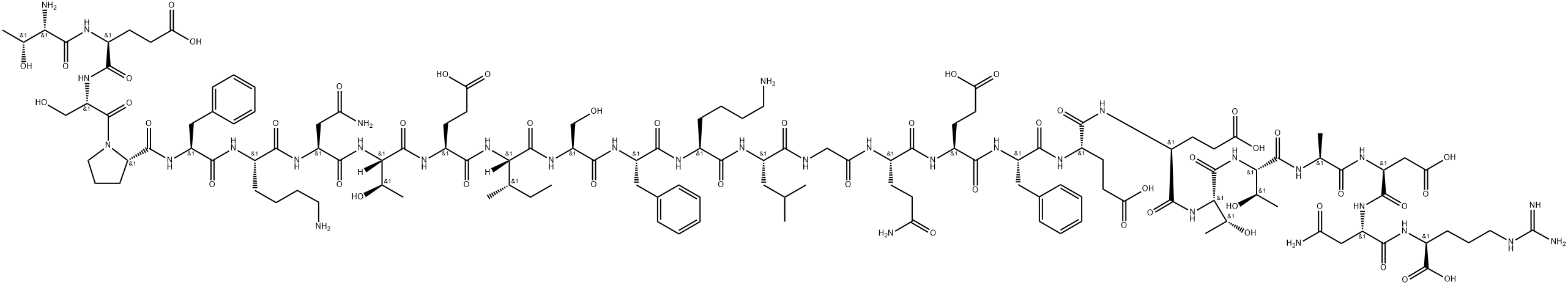 L-Arginine, L-threonyl-L-α-glutamyl-L-seryl-L-prolyl-L-phenylalanyl-L-lysyl-L-asparaginyl-L-threonyl-L-α-glutamyl-L-isoleucyl-L-seryl-L-phenylalanyl-L-lysyl-L-leucylglycyl-L-glutaminyl-L-α-glutamyl-L-phenylalanyl-L-α-glutamyl-L-α-glutamyl-L-threonyl-L-threonyl-L-alanyl-L-α-aspartyl-L-asparaginyl- Structure