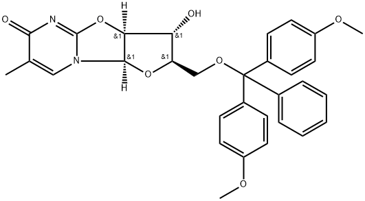 5'-O-(4,4'-Dimethoxytrityl)-5-methyl-2,2'-anhydro-D-uridine Structure