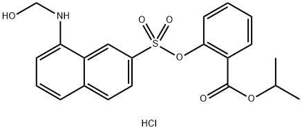 Isopropyl 8-((((hydroxymethyl)amino)-2-napthalenyl)sulfonyl)salicylate, hydrogen chloride 구조식 이미지