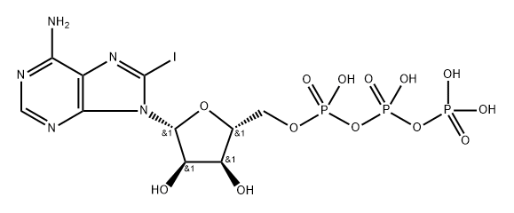 Adenosine 5'-(tetrahydrogen triphosphate), 8-iodo- (9CI) Structure