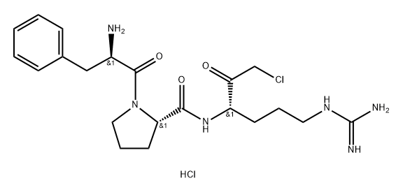 L-Prolinamide, D-phenylalanyl-N-[(1S)-4-[(aminoiminomethyl)amino]-1-(chloroacetyl)butyl]-, dihydrochloride (9CI) Structure