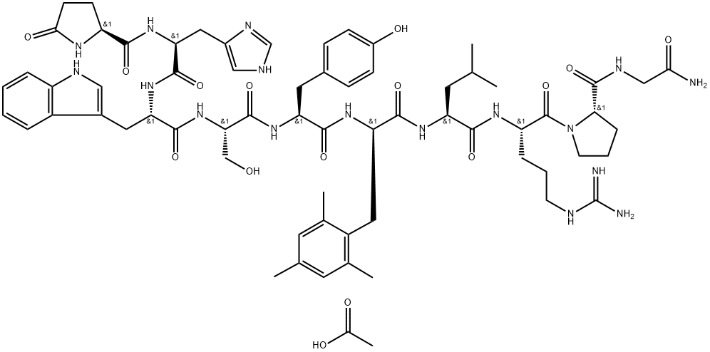 Luteinizing hormone-releasing factor (swine), 6-(2,4,6-trimethyl-D-phenylalanine)-, monoacetate (salt) (9CI) Structure