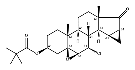 7α-chloro-5,6β-epoxy-15β,16β-methylene-3β-pivaloyloxy-5β-androstan-17-one 구조식 이미지
