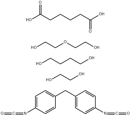 Hexandioic Acid,Polymer with 1,4-Butanediol,1,2-Ethanediol,1,2-Ethanediol,1,1,-Methylene-bis(4-isocyanatobenzene) and 2,2,-Oxybis(ethanol) 구조식 이미지