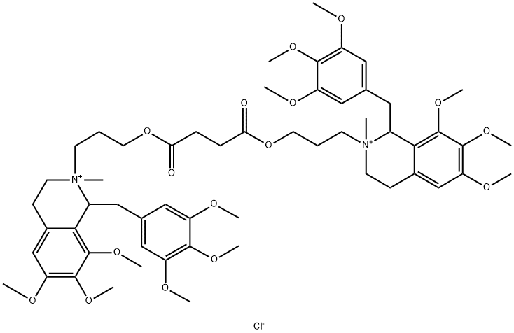 Isoquinolinium, 2,2'-[(1,4-dioxo-1,4-butanediyl)bis(oxy-3,1-propanediyl)]bis[1,2,3,4-tetrahydro-6,7,8-trimethoxy-2-methyl-1-[(3,4,5-trimethoxyphenyl)methyl]-, dichloride (9CI) Structure