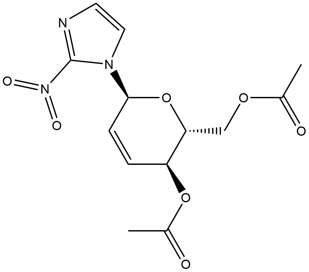 1H-Imidazole, 1-(4,6-di-O-acetyl-2,3-dideoxy-α-D-erythro-hex-2-enopyranosyl)-2-nitro- 구조식 이미지